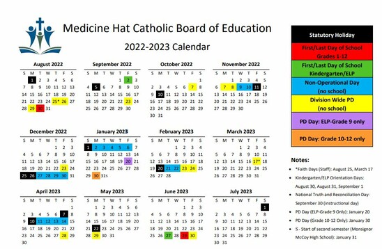 2022-2023 School Calendar | St. Patrick's School